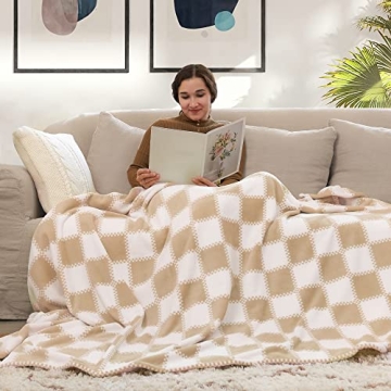 Ultra Soft Cozy Bliss Checkered Throw Blanket 60x80