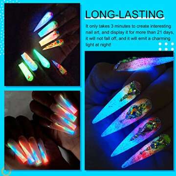 vrenmol Glows in the Dark Gel Nail Polish Set - 6 Colors Luminous Spring Neon Gel Polish Soak Off U V Fluorescent Bright Colors Glows in Dark Effect Gel Polish for DIY Nail Art Design