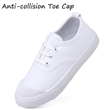Kids White Canvas Sneakers Slip-On Lace-Up Lightweight