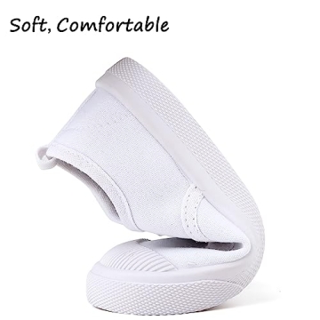 Kids White Canvas Sneakers Slip-On Lace-Up Lightweight