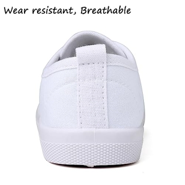 Kids White Canvas Sneakers Slip-On Lace-Up Lightweight