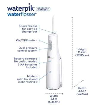 Waterpik Cordless Express Water Flosser, Battery Operated & Portable for Travel & Home, ADA Accepted, Waterproof for Shower Use, White WF-02, Packaging May Vary