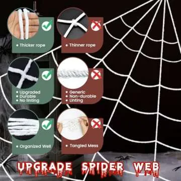 Halloween Decorations Outdoor 200" Halloween Spider Web + 59" Giant Fake Spider and 59" Round Spider...