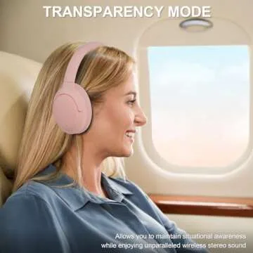 T-fun NC50 Hybrid Active Noise Cancelling Headphones Wireless Bluetooth 5.3, Foldable Over Ear Headphones, Custom EQ via App, 65 Hours Playtime, Low Latency Game Mode, Multipoint Connection