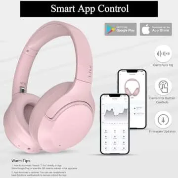 T-fun NC50 Hybrid Active Noise Cancelling Headphones Wireless Bluetooth 5.3, Foldable Over Ear Headphones, Custom EQ via App, 65 Hours Playtime, Low Latency Game Mode, Multipoint Connection