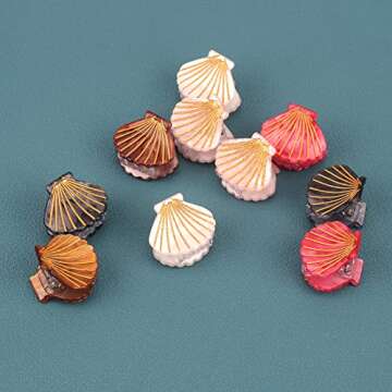 ASUNFO Pack of 10 Mini Seashell Hair Claw Clips Jaw Clip Clamps Mermaid Hair Styling Cilps Accessories for Women Girls Marble Pattern