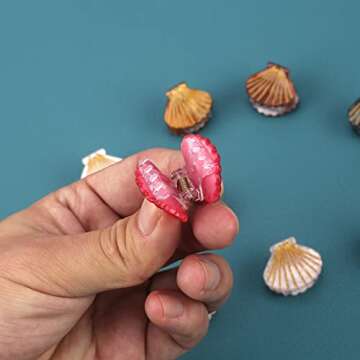 ASUNFO Pack of 10 Mini Seashell Hair Claw Clips Jaw Clip Clamps Mermaid Hair Styling Cilps Accessories for Women Girls Marble Pattern