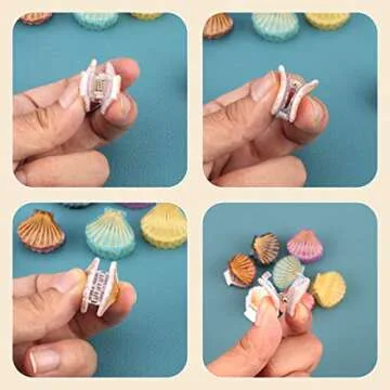 ASUNFO Pack of 10 Mini Seashell Hair Claw Clips Jaw Clip Clamps Mermaid Hair Styling Cilps Accessories for Women Girls Marble Pattern
