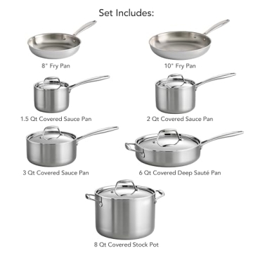 Tramontina Tri-Ply Clad 12-Piece Stainless Steel Cookware Set
