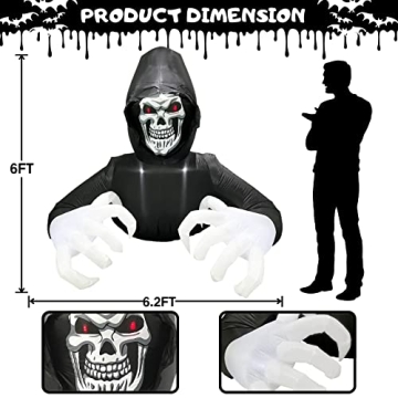 Buheco 6FT Inflatable Grim Reaper for Halloween Decoration