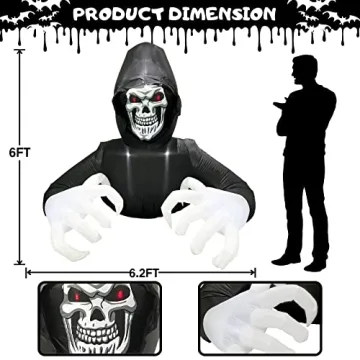 Buheco 6FT Inflatable Grim Reaper for Halloween Decoration