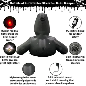 Buheco 6FT Inflatable Grim Reaper for Halloween Decoration