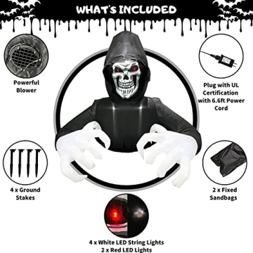 Buheco 6FT Inflatable Grim Reaper for Halloween Decoration