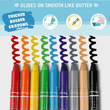 DOODLE HOG Washable Crayons 36 Colors, Kids and Toddler Crayons, Watercolor, Non Toxic, 3 in 1, Gel ...