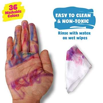 DOODLE HOG Washable Crayons 36 Colors, Kids and Toddler Crayons, Watercolor, Non Toxic, 3 in 1, Gel Crayons for Kids Ages 4-8