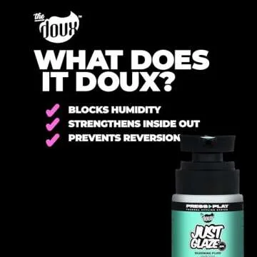 The Doux JUST GLAZE Silkening Fluid - Blowout Primer to Fight Frizz and Block Humidity with Heat Protection