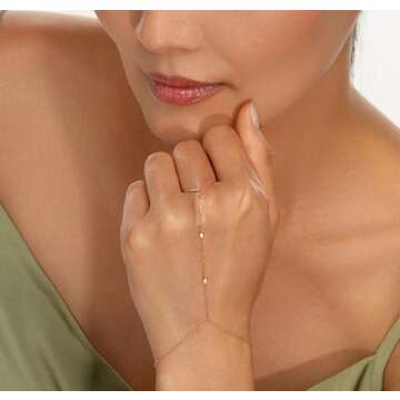 Gokeey Dainty Gold Ring Hand Chain - Trendy Jewelry for Women