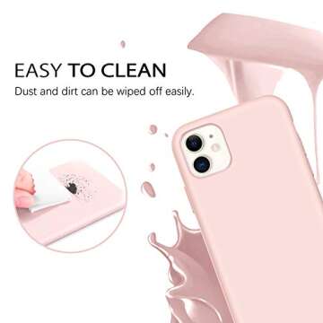 DUEDUE for iPhone 11 Case, Phone Cases for iPhone 11, Liquid Silicone Soft Gel Rubber Slim Cover with Microfiber Cloth Lining Cushion Shockproof Case for Apple iPhone 11 6.1", Pink Sand