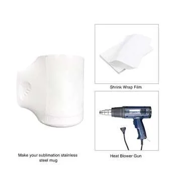 PYD Life Sublimation Coffee Mugs 10 OZ White Blanks Stainless Steel Double Wall Tumbler with Handle and Lid for Mug Tumbler Press Machine Sublimation Print 4 Pack