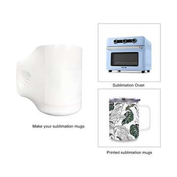 PYD Life Sublimation Coffee Mugs 10 OZ White Blanks Stainless Steel Double Wall Tumbler with Handle and Lid for Mug Tumbler Press Machine Sublimation Print 4 Pack