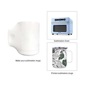 PYD Life Sublimation Coffee Mugs 10 OZ White Blanks Stainless Steel Double Wall Tumbler with Handle and Lid for Mug Tumbler Press Machine Sublimation Print 4 Pack