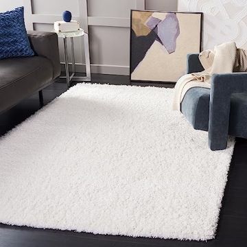 SAFAVIEH California Shag Collection Area Rug - 5'3" x 7'6", White, Non-Shedding & Easy Care, 2-inch ...