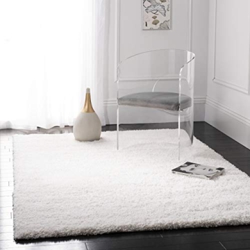SAFAVIEH California Shag Collection Area Rug - 5'3" x 7'6", White, Non-Shedding & Easy Care, 2-inch Thick Ideal for High Traffic Areas in Living Room, Bedroom (SG151-1010)