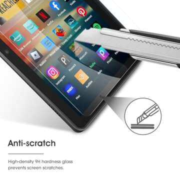 OMOTON Screen Protector for New Amazon Kindle Fire HD 8/8 Plus/Kids/Kids Pro Tablet(2024/2022/2020, 12th/10th Generation, 8 inch), Tempered Glass/9H Hardness/Case Friendly, 2 Pack