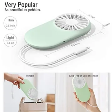 KINGRUNNING Mini Handheld Fan, Powerful Small Personal Portable Fan Speed Adjustable USB Rechargeable for Travel, 5V 900mAh, Green