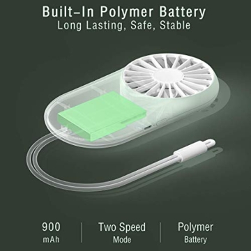KINGRUNNING Mini Handheld Fan, Powerful Small Personal Portable Fan Speed Adjustable USB Rechargeable for Travel, 5V 900mAh, Green