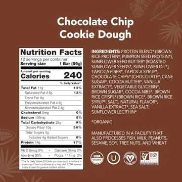 Aloha Organic Plant Based Protein Bars Chocolate Chip Cookie Dough