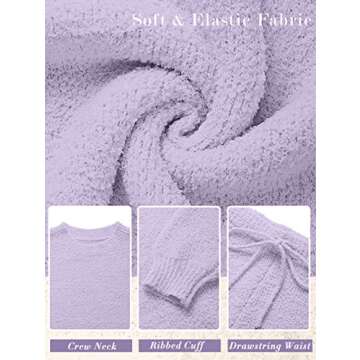 MEROKEETY Women's 2024 Fall Winter Fuzzy Fleece Long Sleeve Pajama Set 2 Piece Sweater Top and Shorts Loungewear