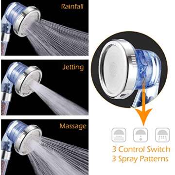 XYCING Filtered Shower Head with Mineral Stone Beads Filter, 3 Settings Handheld Spray Shower, High ...