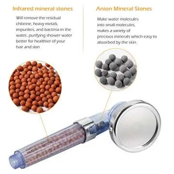 XYCING Filtered Shower Head with Mineral Stone Beads Filter, 3 Settings Handheld Spray Shower, High Pressure Water Saving Showerhead with Hose, Adjustable Shower Arm Mount and PP Cotton Filter Refill