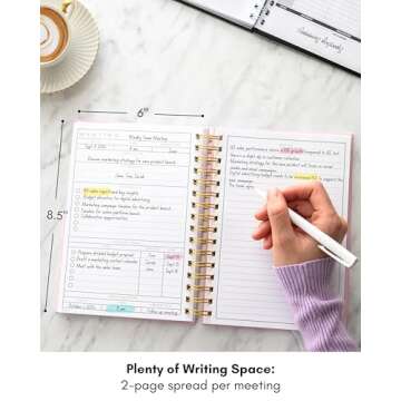 Lamare Meeting Notebook for Work Organization - 100+ Meetings Work Notebook For Note Taking - Meetin...