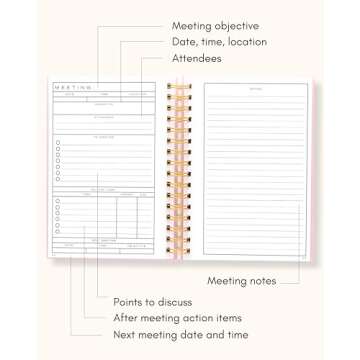 Lamare Meeting Notebook for Work Organization - 100+ Meetings Work Notebook For Note Taking - Meeting Notes Notebook For Work - Stay Productive with Meeting Planner Notebook 220 pages l A5 Size 8.5x6”