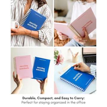 Lamare Meeting Notebook for Work Organization - 100+ Meetings Work Notebook For Note Taking - Meeting Notes Notebook For Work - Stay Productive with Meeting Planner Notebook 220 pages l A5 Size 8.5x6”