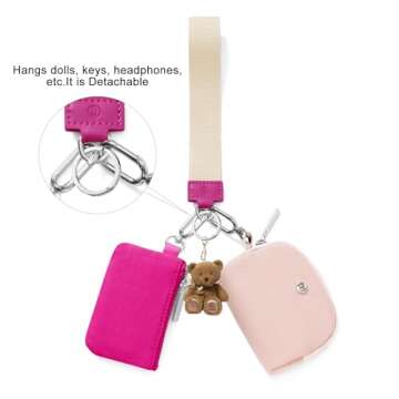 Keychain Wallet Mini Zip Around Wristlet Wallets for Women Detachable Dual Pouch Wristlet Portable Coin Purse Small Wallets