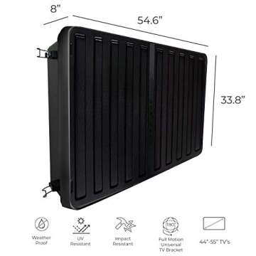 Outdoor TV Hard Cover Weatherproof Protection for Television - Mounts Right on The Wall - TV Wall Mounting Bracket Included … (45-55 inch), Black