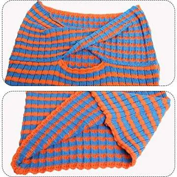 ACOSAP Women's Sexy Crop Top Sleeveless Striped Print Ribbed Knit Stretchy Strapless Tube Top Orange Blue