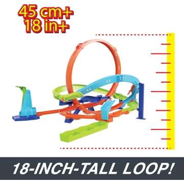 Hot Wheels Toy Car Track Set, Action Loop Cyclone Challenge, 18-in Tall, 2 Ways to Play & Easy Storage, with 1:64 Scale Vehicle