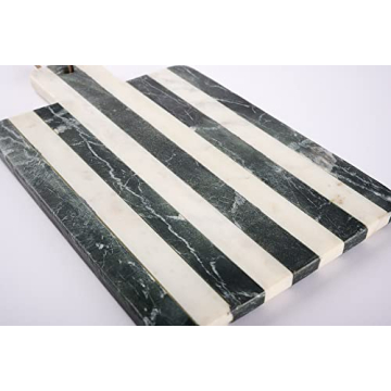 Mud Pie Striped Marble Board Set for Stylish Serving  