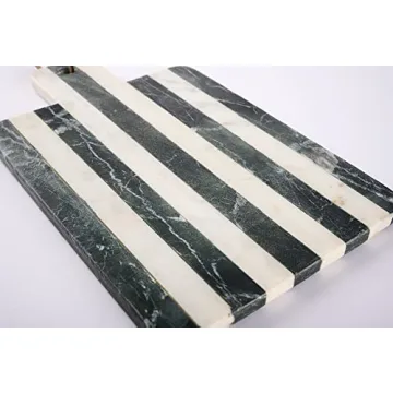 Mud Pie Striped Marble Board Set for Stylish Serving  