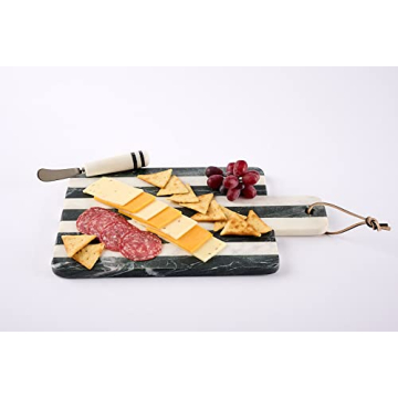 Mud Pie Striped Marble Board Set for Stylish Serving  