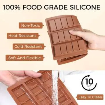 Fimary Chocolate Bar Mold - Non-Stick Chocolate Molds, Food Grade Silicone Deep Chocolate Bar Mold for Milk Chocolate Bar,Dubai Chocolate Bar Pistachio - Set of 2