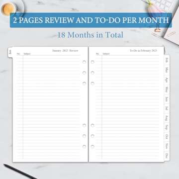 2025 Monthly Planner Refill, A5 Planner Inserts for 6 Holes,12 Monthly Calendars with Monthly Tabs, 5.5"x8.5", 6-Hole Punched