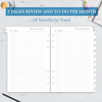 2025 Monthly Planner Refill, A5 Planner Inserts for 6 Holes,12 Monthly Calendars with Monthly Tabs, 5.5"x8.5", 6-Hole Punched
