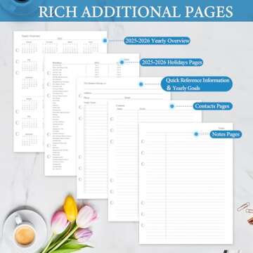 2025 Monthly Planner Refill, A5 Planner Inserts for 6 Holes,12 Monthly Calendars with Monthly Tabs, 5.5"x8.5", 6-Hole Punched