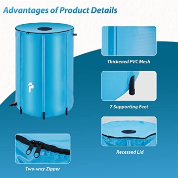 Azaeahom 100 Gallon Collapsible Rain Barrel for Gardens