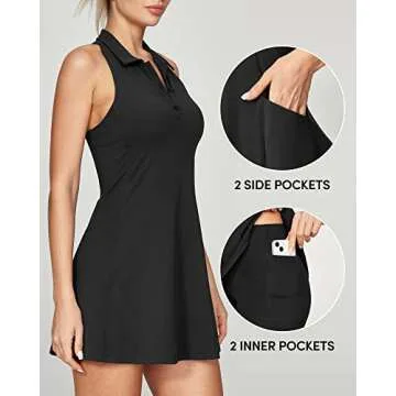IUGA Tennis Dress for Women, Golf Workout Dresses with Shorts Underneath Built-in Bra Exercise Athle...
